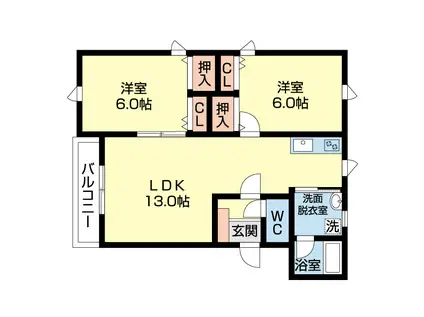 ビクトリアコーポII(2LDK/1階)の間取り写真