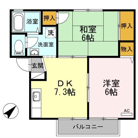 フジハイツ(2DK/2階)の間取り写真