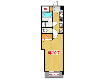 グランドールK南越谷駅前(1K/3階)の間取り写真