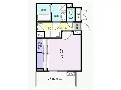 クーランデール A(1K/3階)の間取り写真