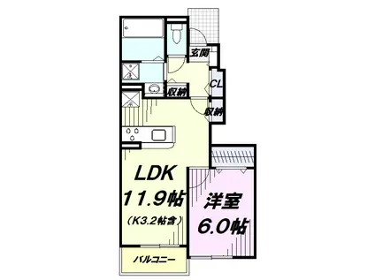 ムーンライト日の出(1LDK/1階)の間取り写真