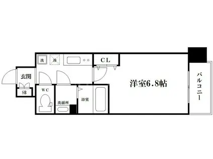 フォーリアライズ弁天町CROSS(1K/4階)の間取り写真
