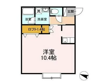 ヨーロピアンシャレーサライ21(ワンルーム/2階)の間取り写真