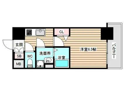 阪神本線 野田駅(阪神) 徒歩4分 4階建 築6年(1K/1階)の間取り写真
