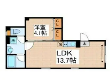 SKY RESIDENCE 新御徒町(1LDK/5階)の間取り写真