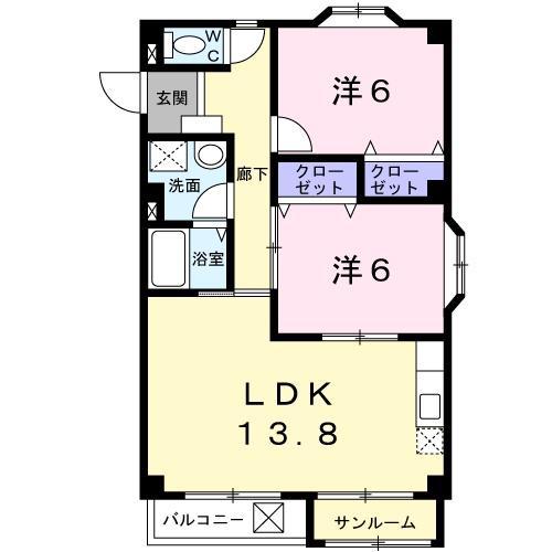 Tレックス(2LDK/3階)の間取り写真