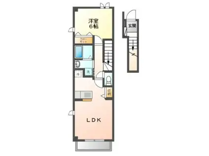 ラッフィナート B(1LDK/2階)の間取り写真