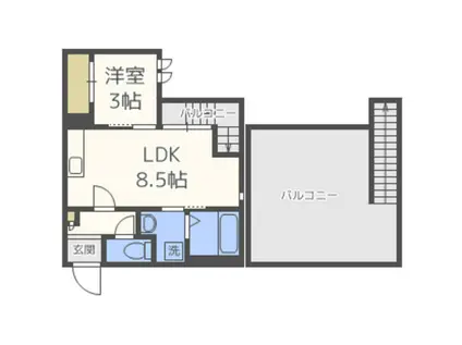 グランティック 千早(1LDK/2階)の間取り写真