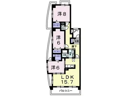 エクセレント・ヴィラ(3LDK/3階)の間取り写真