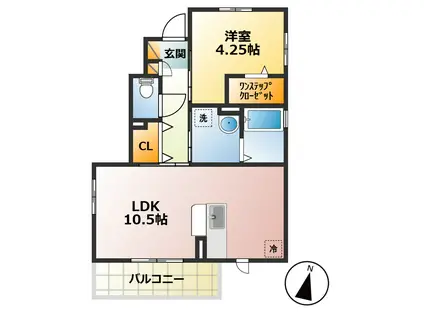 ボヌ-ルG(1LDK/1階)の間取り写真