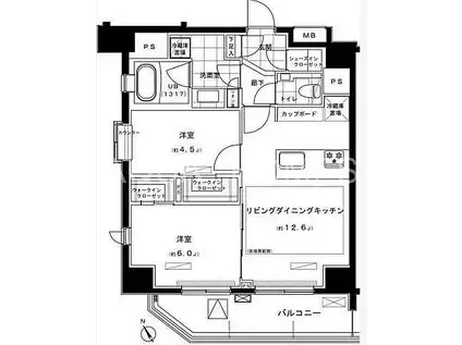 アイディコート飯田橋(2LDK/3階)の間取り写真
