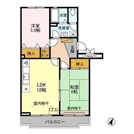 サンルミエール(2LDK/2階)の間取り写真
