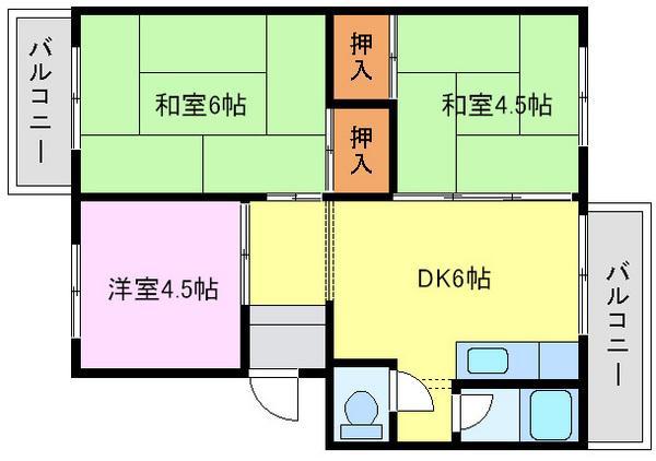 第1ミツルマンション(3DK/3階)の間取り写真