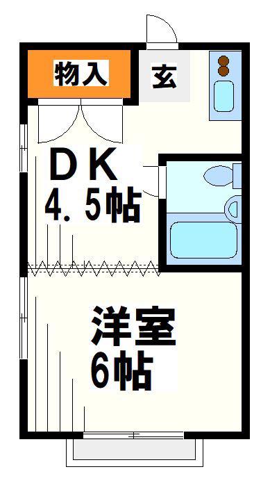 パールハウス(1DK/1階)の間取り写真
