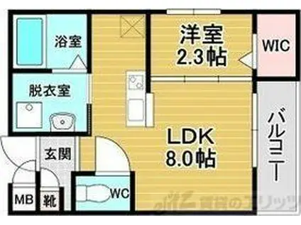 リアコート千里丘I ノース(1LDK/2階)の間取り写真