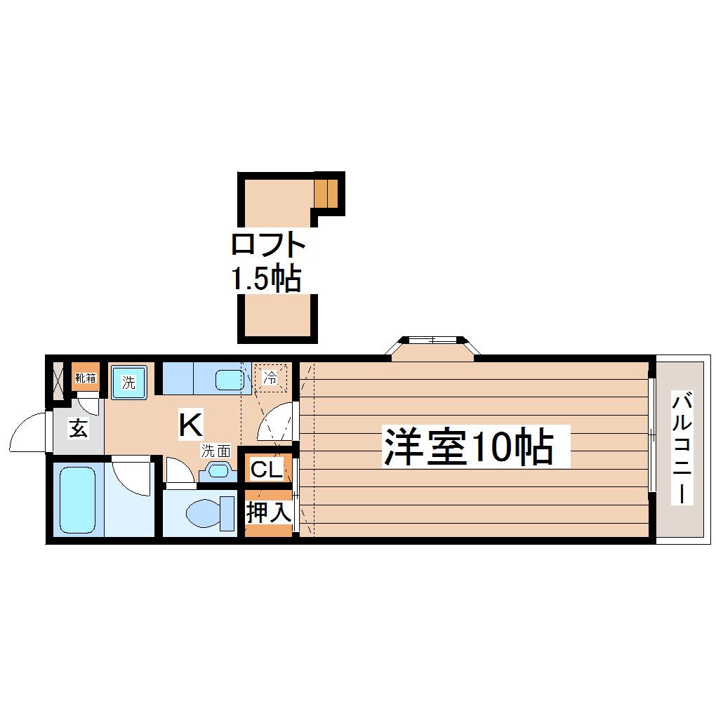 フェアリーS(1K/2階)の間取り写真