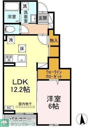 ゆずの樹(1LDK/1階)の間取り写真