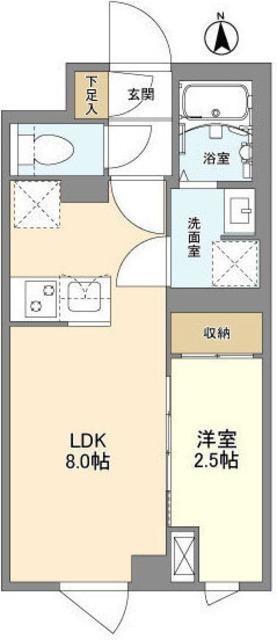 ウェルスクエア中野坂上II(1LDK/4階)の間取り写真
