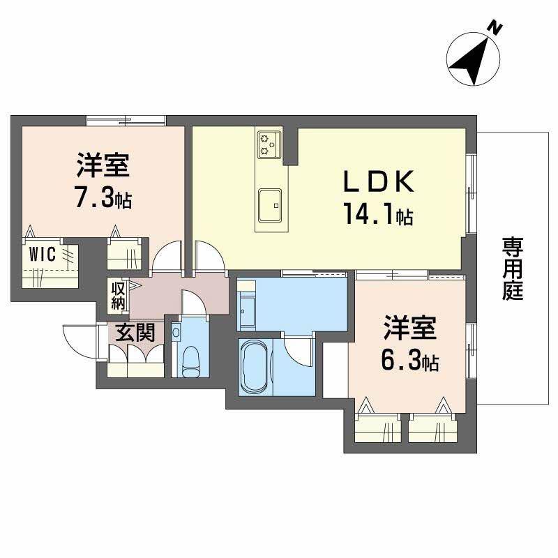 アーデルドルフ一社(2LDK/1階)の間取り写真
