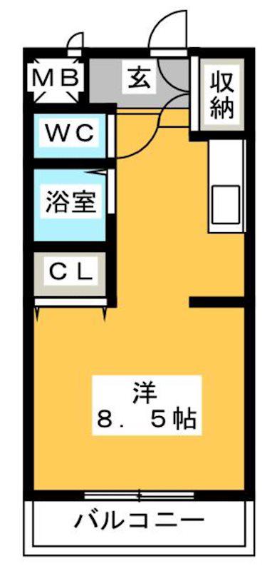 アバンダント鹿谷(1K/4階)の間取り写真