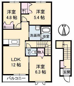 ノアール(3LDK/2階)の間取り写真