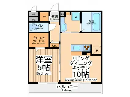オークスアレイ相模原中央(1LDK/1階)の間取り写真