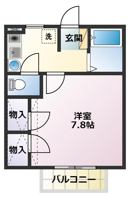 ベノワコート A棟(1K/2階)の間取り写真