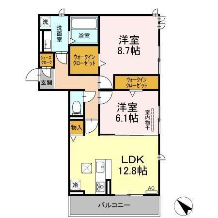 アクシス(2LDK/1階)の間取り写真