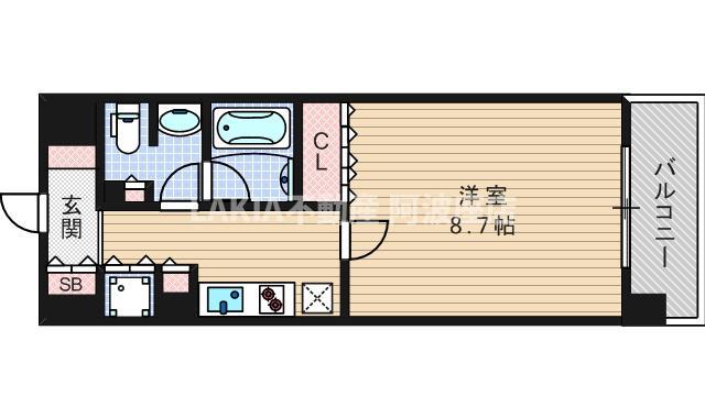 リーガルあみだ池新町(1K/13階)の間取り写真