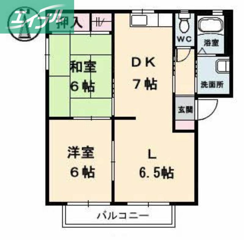 エスティー新福C(2LDK/2階)の間取り写真