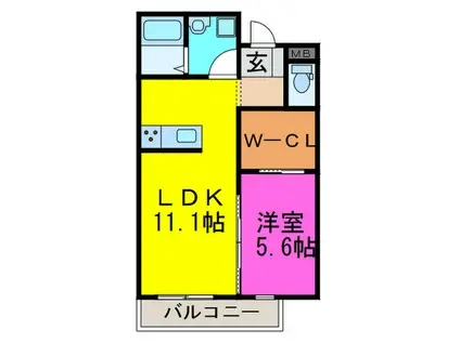 ワンズテラス和泉(1LDK/2階)の間取り写真