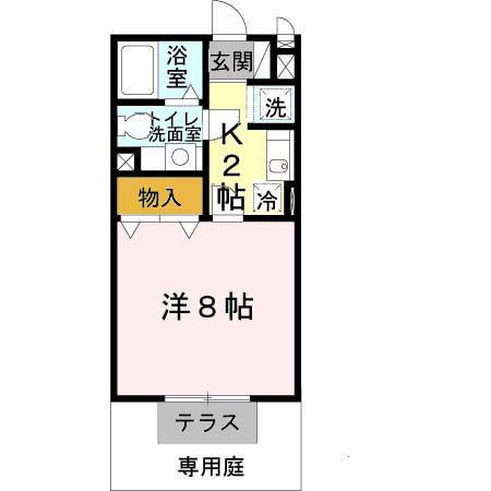 ヴェルドミールII(1K/1階)の間取り写真