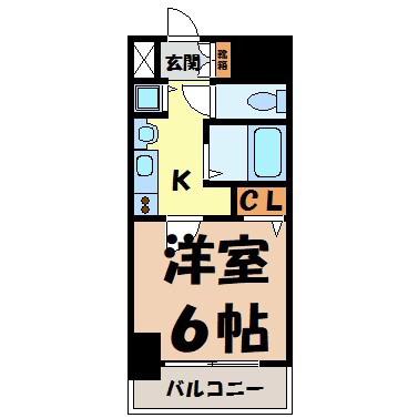プレサンスNAGOYA桜通ビッグビート(1K/2階)の間取り写真
