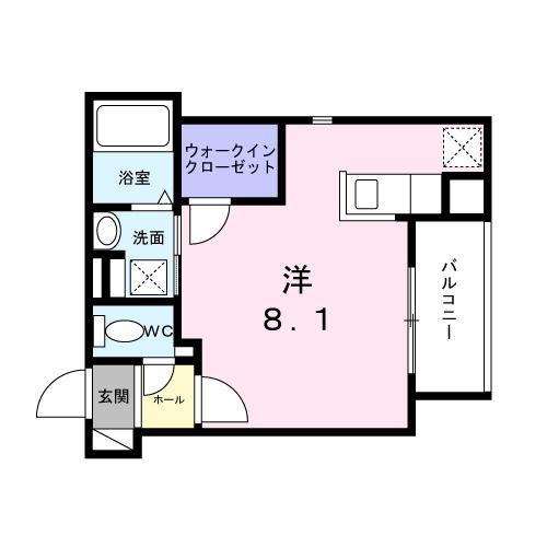 ヒカルサ明石南王子(ワンルーム/2階)の間取り写真