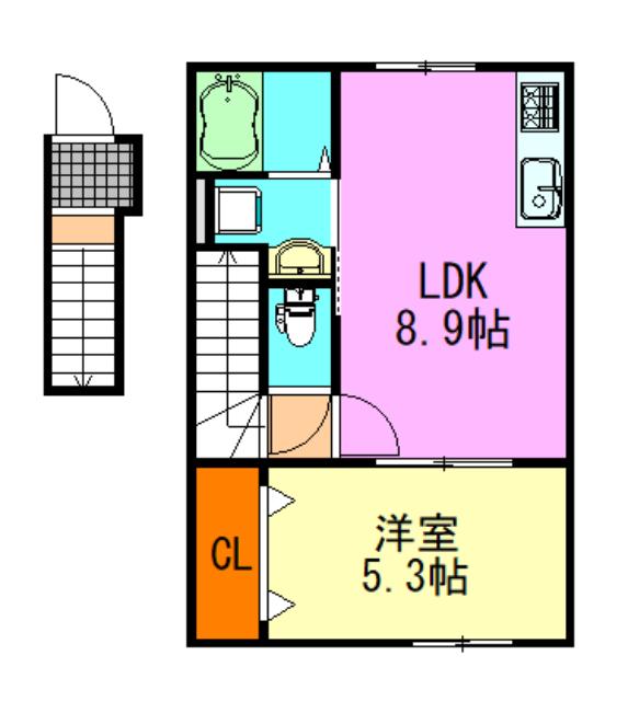 ナリトモ赤井A(1LDK/2階)の間取り写真