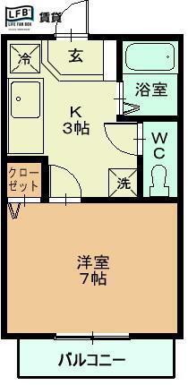 カンパーニュ出屋敷I(1K/2階)の間取り写真
