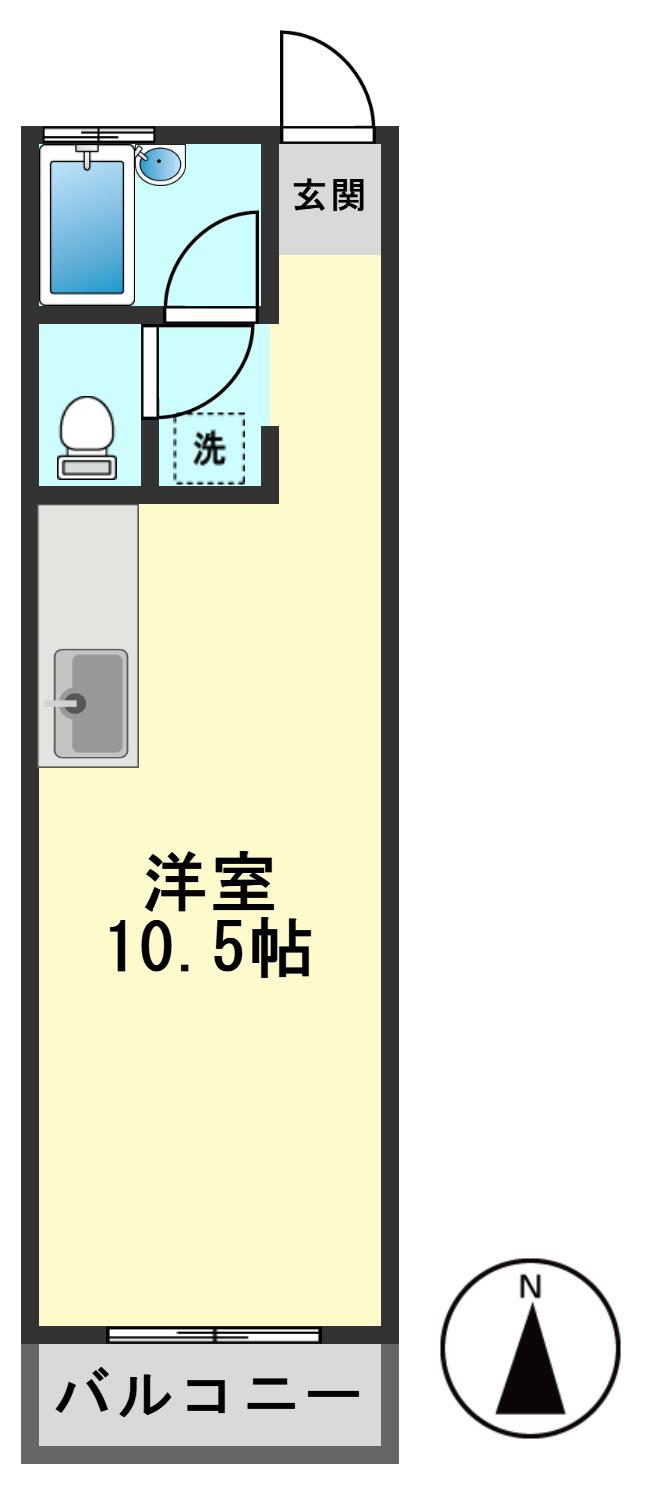 コーポナツミ(ワンルーム/2階)の間取り写真