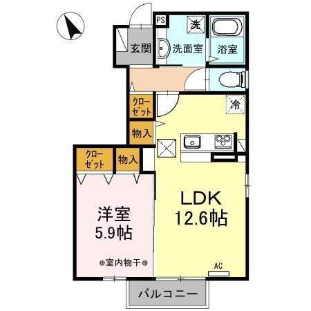 メルベーユ東中野II(1LDK/1階)の間取り写真