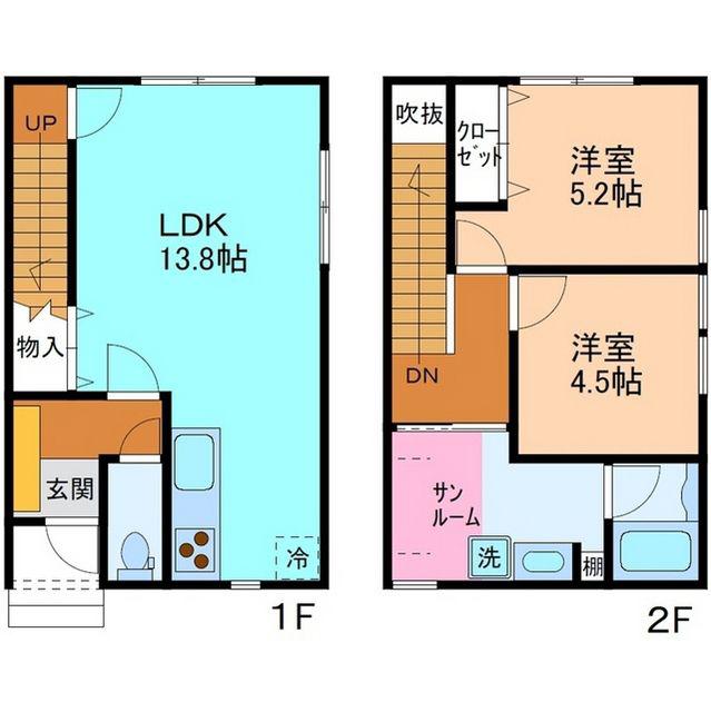 本郷町APARTMENT A棟(2LDK/1階)の間取り写真