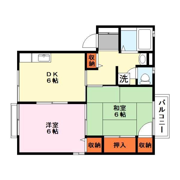 コーポ野路6(2DK/1階)の間取り写真