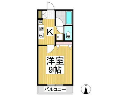 サンピュア(1K/2階)の間取り写真