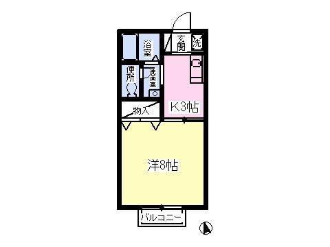 グレースコート(1K/1階)の間取り写真