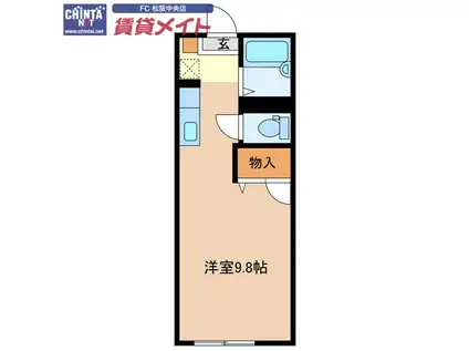 メゾンこにし B棟(ワンルーム/1階)の間取り写真