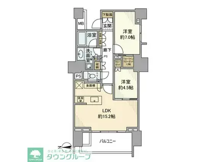 HARUMI FLAG PARK VILLAGE C棟(2LDK/6階)の間取り写真