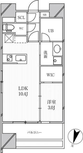 グランパセオ明大前(1LDK/8階)の間取り写真