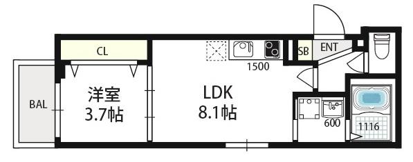 グリーンフォレスト(1LDK/2階)の間取り写真