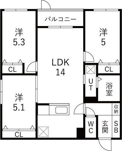 メニーズコート栄南プレミア(3LDK/1階)の間取り写真