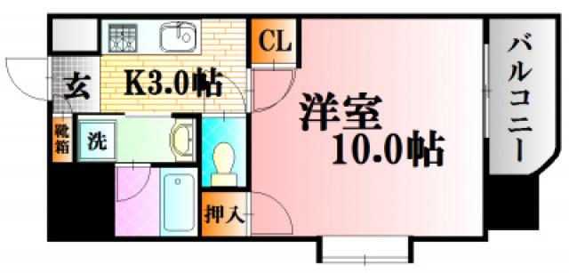 フローラ西原(1K/9階)の間取り写真