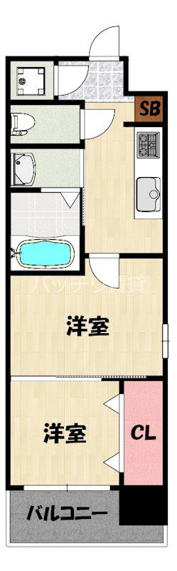 NO.111CLUBORIENTBLD(2K/3階)の間取り写真