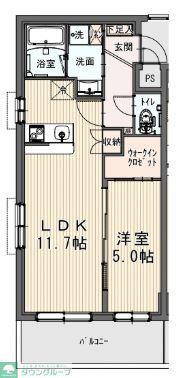 パインハーストコンドミニアム(1LDK/1階)の間取り写真